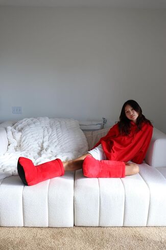 Snuggaboos Big Red Plush Boots- Incredidbly Soft and Comfortable Premium Plushie Slippers in Saudi Arabia