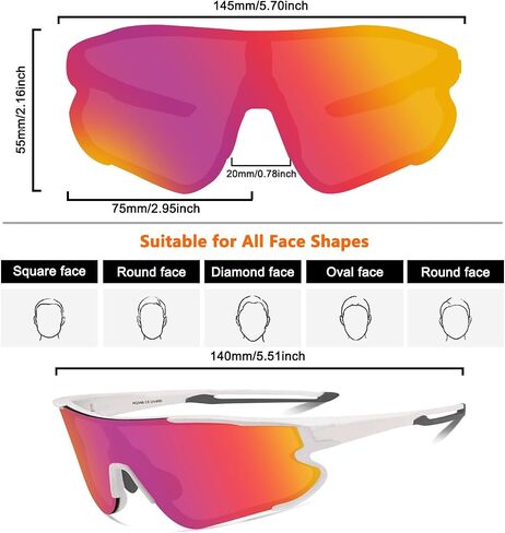 Eninedeuisou Sunglasses Cycling Glasses TR90 Frame for Men Women, Running Cycling outdoor Sports. in Saudi Arabia