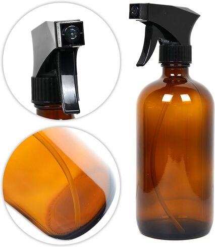Youngever 8 Pack Empty Amber Glass Spray Bottles Set, 2 Pack 8 Ounce and 6 Pack 4 Ounce Refillable Containers for Essential Oils, Cleaning Products, Durable Black Trigger Sprayer Fine Mist and Stream in Saudi Arabia