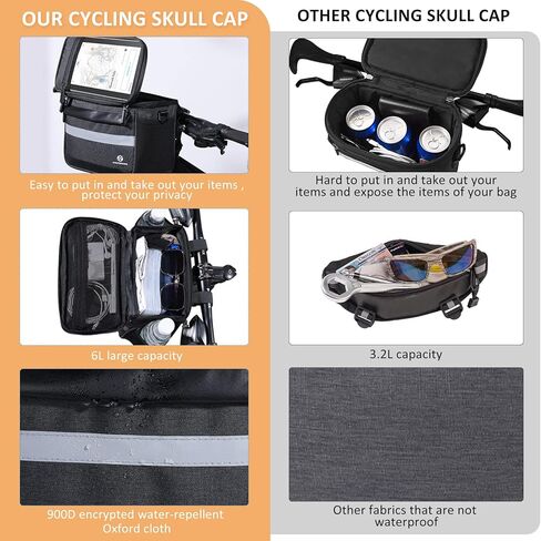 Zyxformis Bike Handlebar Bag, Bicycle Basket, Waterproof Phone Cycling Mount Front Bags 6L, Bicycle Storage Bag with Reflective strip and Transparent Water Resistant Touch Screen Phone Holder in Kuwait