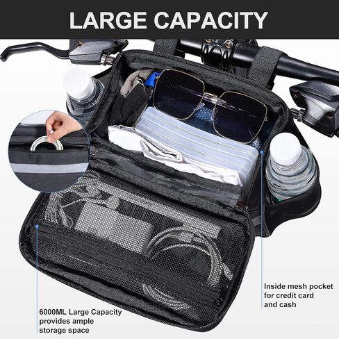 Zyxformis Bike Handlebar Bag, Bicycle Basket, Waterproof Phone Cycling Mount Front Bags 6L, Bicycle Storage Bag with Reflective strip and Transparent Water Resistant Touch Screen Phone Holder in Kuwait