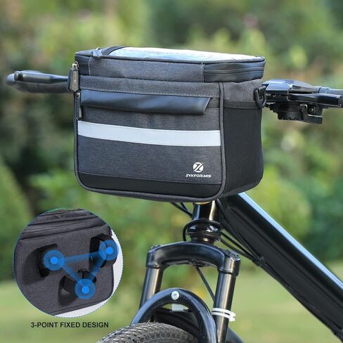 Zyxformis Bike Handlebar Bag, Bicycle Basket, Waterproof Phone Cycling Mount Front Bags 6L, Bicycle Storage Bag with Reflective strip and Transparent Water Resistant Touch Screen Phone Holder in Kuwait