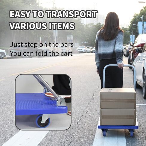 TAGEPOR منصة قابلة للطي شاحنة دفع عربة سحب عربة مسطحة شديدة التحمل (35.23 * 23.42 بوصة) تحميل 880 رطلاً شاحنة يدوية in Kuwait