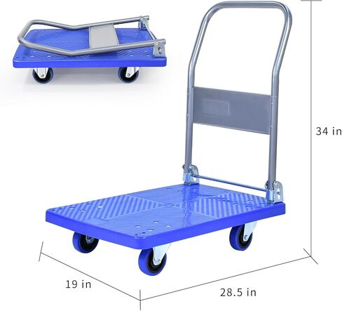 TAGEPOR منصة قابلة للطي شاحنة دفع عربة سحب عربة مسطحة شديدة التحمل (35.23 * 23.42 بوصة) تحميل 880 رطلاً شاحنة يدوية in Kuwait