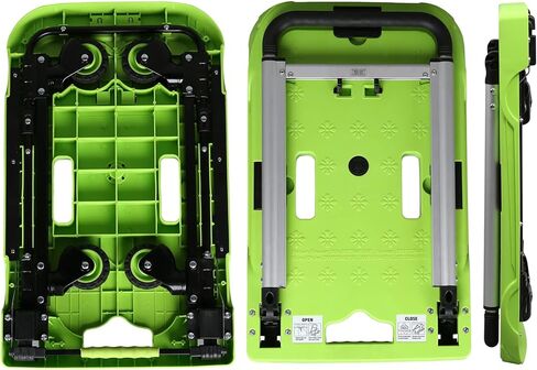 عربة دفع يدوية بمنصة قابلة للطي، عربة متحركة دوللي، قابلة للطي لسهولة التخزين وعجلات دوارة 360 درجة منخفضة الضوضاء بوزن 198 رطل، أخضر in Kuwait