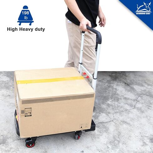 عربة دفع يدوية بمنصة قابلة للطي، عربة متحركة دوللي، قابلة للطي لسهولة التخزين وعجلات دوارة 360 درجة منخفضة الضوضاء بوزن 198 رطل، أخضر in Kuwait