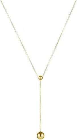 QIANLE Gold Drop Lariat Necklace for Women 18K Gold Plated Dainty Bead Y Chain Necklace Jewelry Gift for Her in Saudi Arabia