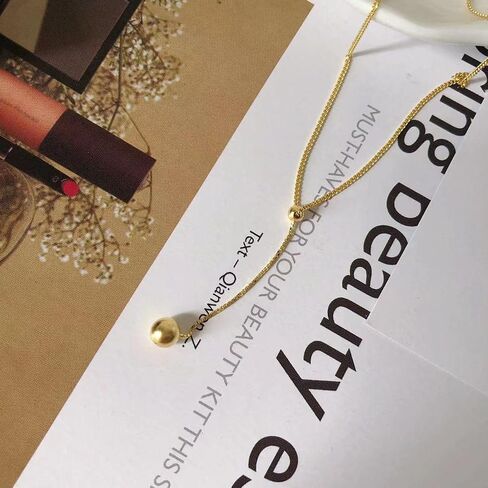 QIANLE Gold Drop Lariat Necklace for Women 18K Gold Plated Dainty Bead Y Chain Necklace Jewelry Gift for Her in Saudi Arabia