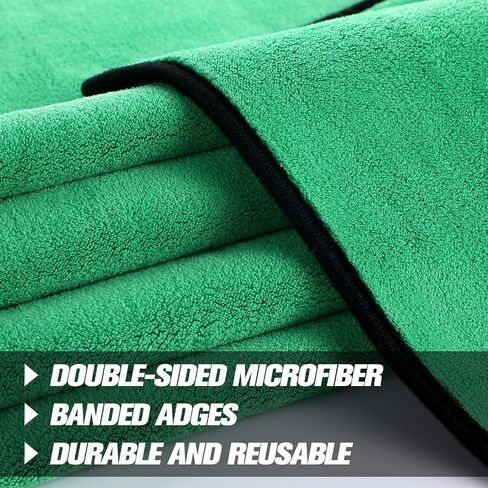 SmoothNovelty 2 قطعة منشفة ستوكات كبيرة جدًا للسيارات 51 × 30 800 جرام في المتر المربع غسيل تلقائي من الألياف الدقيقة منشفة تجفيف السيارة ماصة وناعمة وتفصيل وتنظيف قماش من الألياف الدقيقة لشاحنات السيارات وسيارات الدفع الرباعي، أخضر in Saudi Arabia