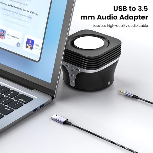MOSWAG USB to 3.5mm TRS Audio Jack Adapter, USB Male to 3.5mm AUX Stereo Audio Cable, Nylon Braided USB to AUX Converter for PC, Laptop, Windows, Mac OSX, Headphones（Does not Support in Vehicle） in Kuwait