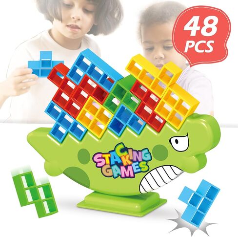 JMSSKJ 48 Pcs Tetra Tower Game Balance Stacking Blocks Game,Stack Attack Game for 2 Players+ Family,Parties Board Games Kids & Adults Team Building Tower Game Toy. in Saudi Arabia