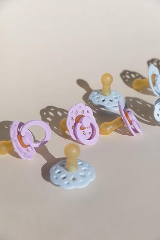 BIBS Pacifiers 0-6 Months | Boheme Collection 2-Pack | BPA-Free Round Nipple | Made in Denmark | Dusty Pink/Coral Color Pacifier in Saudi Arabia