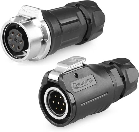 CNLINKO LP-16 7 PIN Industrial Waterproof Connector, IP68 Circular Connector, PBT Plastic Shell Quick Plug Aviation Connector M16 Male Plug and Female Plug (7 Pin） in Saudi Arabia