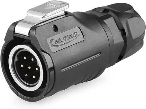 CNLINKO LP-16 7 PIN Industrial Waterproof Connector, IP68 Circular Connector, PBT Plastic Shell Quick Plug Aviation Connector M16 Male Plug and Female Plug (7 Pin） in Saudi Arabia