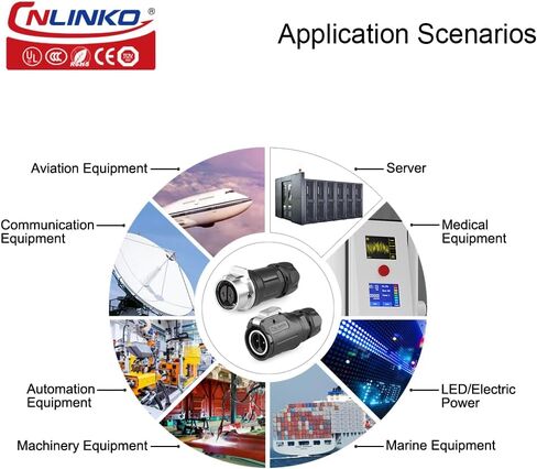 CNLINKO LP-16 7 PIN Industrial Waterproof Connector, IP68 Circular Connector, PBT Plastic Shell Quick Plug Aviation Connector M16 Male Plug and Female Plug (7 Pin） in Saudi Arabia