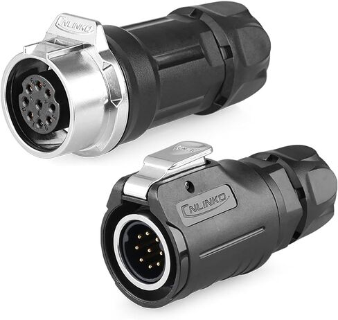 CNLINKO LP-16 7 PIN Industrial Waterproof Connector, IP68 Circular Connector, PBT Plastic Shell Quick Plug Aviation Connector M16 Male Plug and Female Plug (7 Pin） in Saudi Arabia