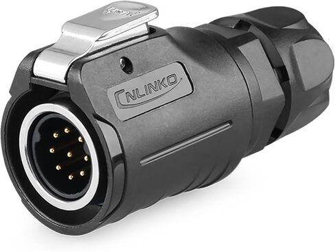 CNLINKO LP-16 7 PIN Industrial Waterproof Connector, IP68 Circular Connector, PBT Plastic Shell Quick Plug Aviation Connector M16 Male Plug and Female Plug (7 Pin） in Saudi Arabia