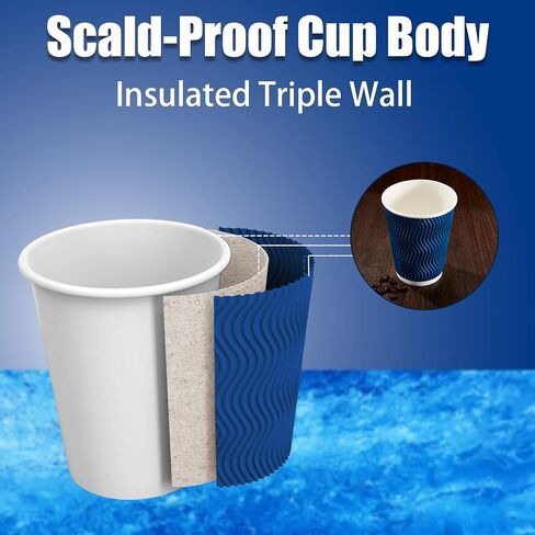 Lamosi 12 oz Disposable Coffee Cups - 120 Pack, Insulated Corrugated Paper Cups 12 oz, Kraft Ripple Wall Cups for Hot Beverage or Cold Drinks Office/Home/Party/Travel/Cafe (Black) in Saudi Arabia