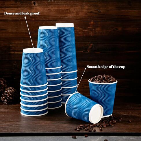 Lamosi 12 oz Disposable Coffee Cups - 120 Pack, Insulated Corrugated Paper Cups 12 oz, Kraft Ripple Wall Cups for Hot Beverage or Cold Drinks Office/Home/Party/Travel/Cafe (Black) in Saudi Arabia