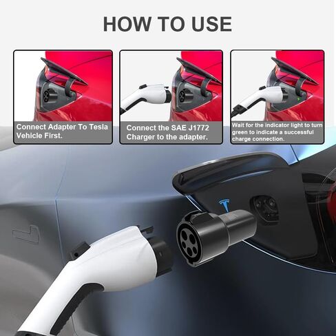 محول J1772 إلى Tesla لطراز Tesla 3/Y/S/X، 80 أمبير/250 فولت تيار متردد، محول شحن Tesla لرحلة الشركة المنزلية، محمول، آمن، صلب، تصميم متين متوافق مع محطة شاحن J1772، المستوى 1، 2 in Kuwait