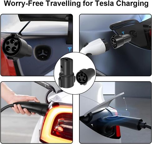محول J1772 إلى Tesla لطراز Tesla 3/Y/S/X، 80 أمبير/250 فولت تيار متردد، محول شحن Tesla لرحلة الشركة المنزلية، محمول، آمن، صلب، تصميم متين متوافق مع محطة شاحن J1772، المستوى 1، 2 in Kuwait