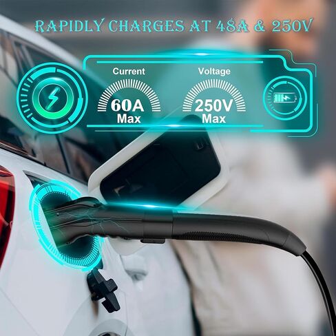 مناسب لمحول الشحن Tesla إلى J1772، ومحول Tesla إلى J1772، مناسب لجميع J1772 EV 48A 250V Max مع قفل مضاد للسقوط، للجدار/الوجهة/شواحن الهاتف المحمول in Kuwait
