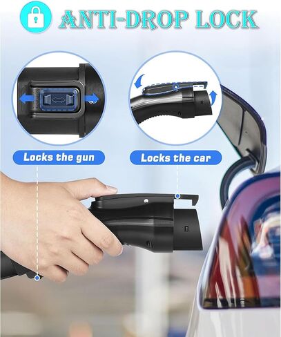مناسب لمحول الشحن Tesla إلى J1772، ومحول Tesla إلى J1772، مناسب لجميع J1772 EV 48A 250V Max مع قفل مضاد للسقوط، للجدار/الوجهة/شواحن الهاتف المحمول in Kuwait