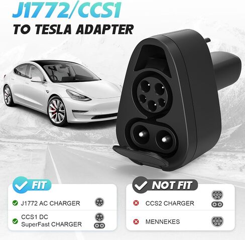 QUEP CCS1 to Tesla Charger Adapter, 250KW CCS1 Plus J1772 Adapter Nacs Charger to Tesla Accessories 2023 Model 3/X/Y/S 500V DC/AC EV Fast Charging Compatible with Level3 Fast Charging Station in Saudi Arabia