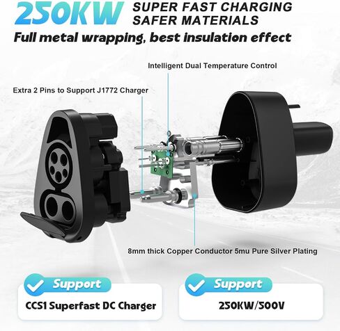 QUEP CCS1 to Tesla Charger Adapter, 250KW CCS1 Plus J1772 Adapter Nacs Charger to Tesla Accessories 2023 Model 3/X/Y/S 500V DC/AC EV Fast Charging Compatible with Level3 Fast Charging Station in Saudi Arabia