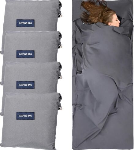 Preboun 4 Pcs Sleeping Bag Liner Ultralight Adult Sleep Sack Travel Camping Sheets Self Tan Sleep Sack Lightweight Sleeping Bags for Adults and Kids Hotels Camping Hiking Backpacking Bed in Saudi Arabia