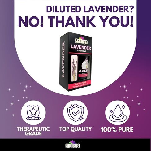 Lavender Essential Oil - 100% Pure and Natural, Therapeutic Grade with Glass Dropper 4 fl oz (120ml) - Gadega. in Saudi Arabia