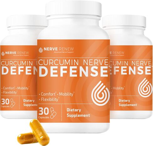 NERVE RENEW Curcumin Nerve Defense with Meriva Curcumin Phytosome for Complete Nerve Nourishment and Comfort - Optimized Curcumin with Black Pepper Extract - 30 Capsules in Saudi Arabia