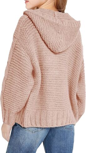 سترة PiePieBuy للفتيات والأطفال بغطاء للرأس مفتوحة من الأمام وأكمام طويلة سترة منسوجة للخريف والشتاء باللون الوردي in Kuwait