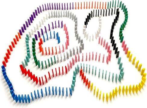 Dominolocity 1,100 Piece Wooden Dominoes Set - Colored Bulk Racing and Rally Building Blocks Kit, Colorful Wood Plain Blank Tiles Design for Stacking, Toppling, and Tumbling Races in Saudi Arabia