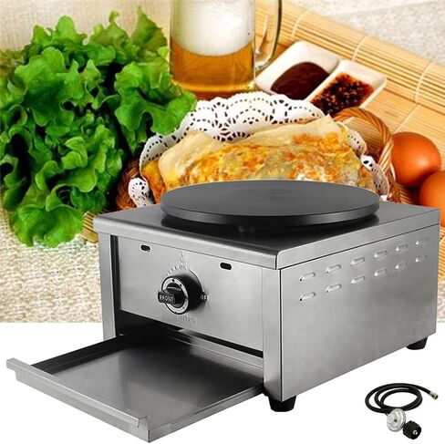 PreAsion 16''Commercial Gas Crepe Makers Machine LPG Gas Pancake Machine Griddle Maker Machine with Low Pressure Valve for Blintzes, Eggs, Tortilla, Eggs, Tortilla in Saudi Arabia