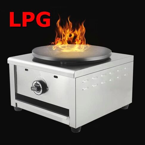 PreAsion 16''Commercial Gas Crepe Makers Machine LPG Gas Pancake Machine Griddle Maker Machine with Low Pressure Valve for Blintzes, Eggs, Tortilla, Eggs, Tortilla in Saudi Arabia