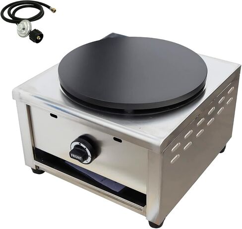 PreAsion 16''Commercial Gas Crepe Makers Machine LPG Gas Pancake Machine Griddle Maker Machine with Low Pressure Valve for Blintzes, Eggs, Tortilla, Eggs, Tortilla in Saudi Arabia