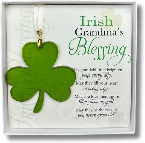 Irish Grandma Gift- Grandmother Blessing with Handmade in USA Glass Cross/Shamrock- New Irish Grandma, Birthday, Mother's Day (Cross) in Saudi Arabia