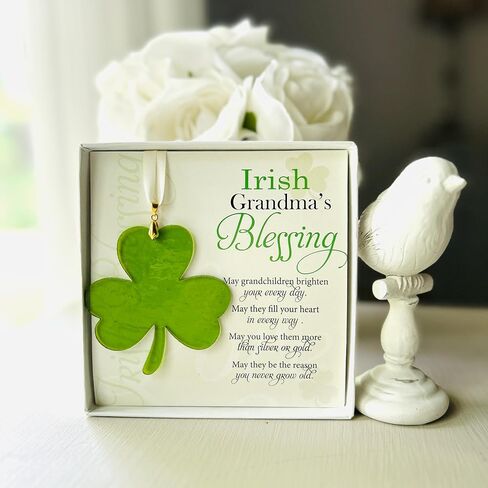Irish Grandma Gift- Grandmother Blessing with Handmade in USA Glass Cross/Shamrock- New Irish Grandma, Birthday, Mother's Day (Cross) in Saudi Arabia