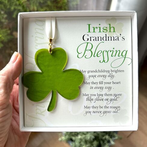 Irish Grandma Gift- Grandmother Blessing with Handmade in USA Glass Cross/Shamrock- New Irish Grandma, Birthday, Mother's Day (Cross) in Saudi Arabia