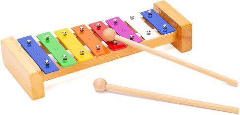 CeleMoon 8 ملاحظات خشبية ملونة إكسيليفون غلوكنسبيل للأطفال والأطفال الصغار، لعبة طبل الآلات الموسيقية مع أصوات دقيقة هدية تعليمية تعليمية لمرحلة ما قبل المدرسة للأطفال الأولاد والبنات in Kuwait