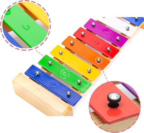 CeleMoon 8 ملاحظات خشبية ملونة إكسيليفون غلوكنسبيل للأطفال والأطفال الصغار، لعبة طبل الآلات الموسيقية مع أصوات دقيقة هدية تعليمية تعليمية لمرحلة ما قبل المدرسة للأطفال الأولاد والبنات in Kuwait