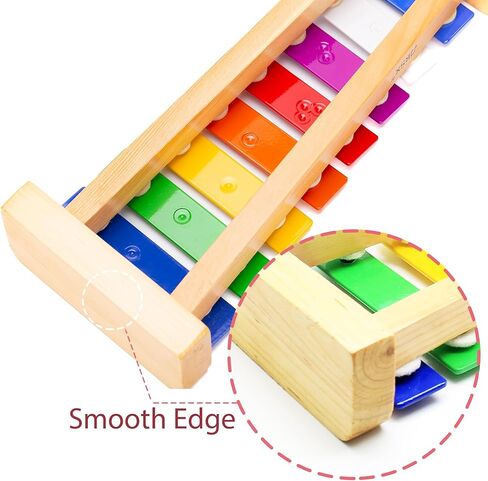CeleMoon 8 ملاحظات خشبية ملونة إكسيليفون غلوكنسبيل للأطفال والأطفال الصغار، لعبة طبل الآلات الموسيقية مع أصوات دقيقة هدية تعليمية تعليمية لمرحلة ما قبل المدرسة للأطفال الأولاد والبنات in Kuwait
