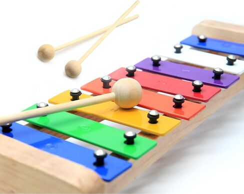 CeleMoon 8 ملاحظات خشبية ملونة إكسيليفون غلوكنسبيل للأطفال والأطفال الصغار، لعبة طبل الآلات الموسيقية مع أصوات دقيقة هدية تعليمية تعليمية لمرحلة ما قبل المدرسة للأطفال الأولاد والبنات in Kuwait