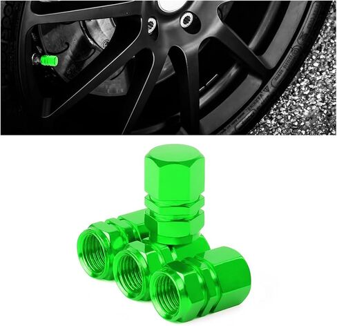 Car Tire Stem Valve Caps, 4 Pcs Aluminum Alloy Valve Stem Covers, Corrosion Resistant Leak-Proof Tire Cap Cover Accessories, Hexgon Style Wheel Air Valve Caps for SUV Car Bike (Black) in Saudi Arabia
