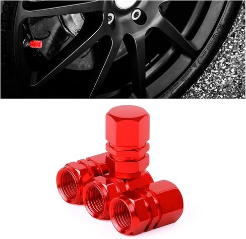 Car Tire Stem Valve Caps, 4 Pcs Aluminum Alloy Valve Stem Covers, Corrosion Resistant Leak-Proof Tire Cap Cover Accessories, Hexgon Style Wheel Air Valve Caps for SUV Car Bike (Black) in Saudi Arabia