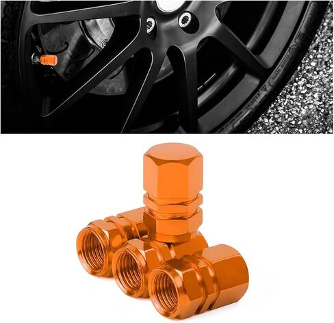 Car Tire Stem Valve Caps, 4 Pcs Aluminum Alloy Valve Stem Covers, Corrosion Resistant Leak-Proof Tire Cap Cover Accessories, Hexgon Style Wheel Air Valve Caps for SUV Car Bike (Black) in Saudi Arabia
