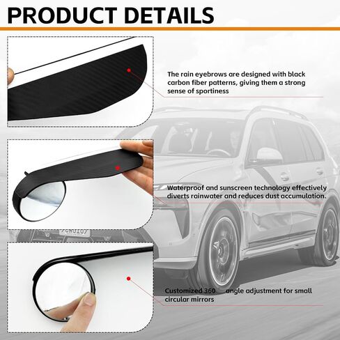 NTNEV 2PCS Car Blind Spot Mirror, Car 2-in-1 Rearview Blind Spot Mirror Rain Eyebrow, Side Mirror Rain Guard, Adjustable Expanded View Reversing Mirror, Universal Automotive Exterior Accessories in Saudi Arabia