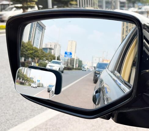 مرآة النقطة العمياء من KITBEST، مرآة رؤية خلفية محدبة بدون إطار زجاجية مستطيلة/دائرية عالية الدقة مقاس 2 بوصة، مرآة خارجية بزاوية عريضة جانبية للسيارة للحصول على صورة أكبر وتحسين السلامة المرورية، حزمة من 4 in Kuwait