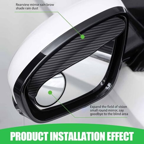 UGSHY Pack-2 Car Rearview Mirror Rain Eyebrows, Durable Reversing Mirror, Blind Spot Mirror, Universal Auxiliary Mirror Replacements, for Most Cars, Trucks and Vans (Carbon Fiber Black) in Saudi Arabia